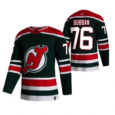 New Jersey New Jersey Devils #76 P.K. Subban Green Men's Adidas 2020-21 Reverse Retro Alternate NHL Jersey